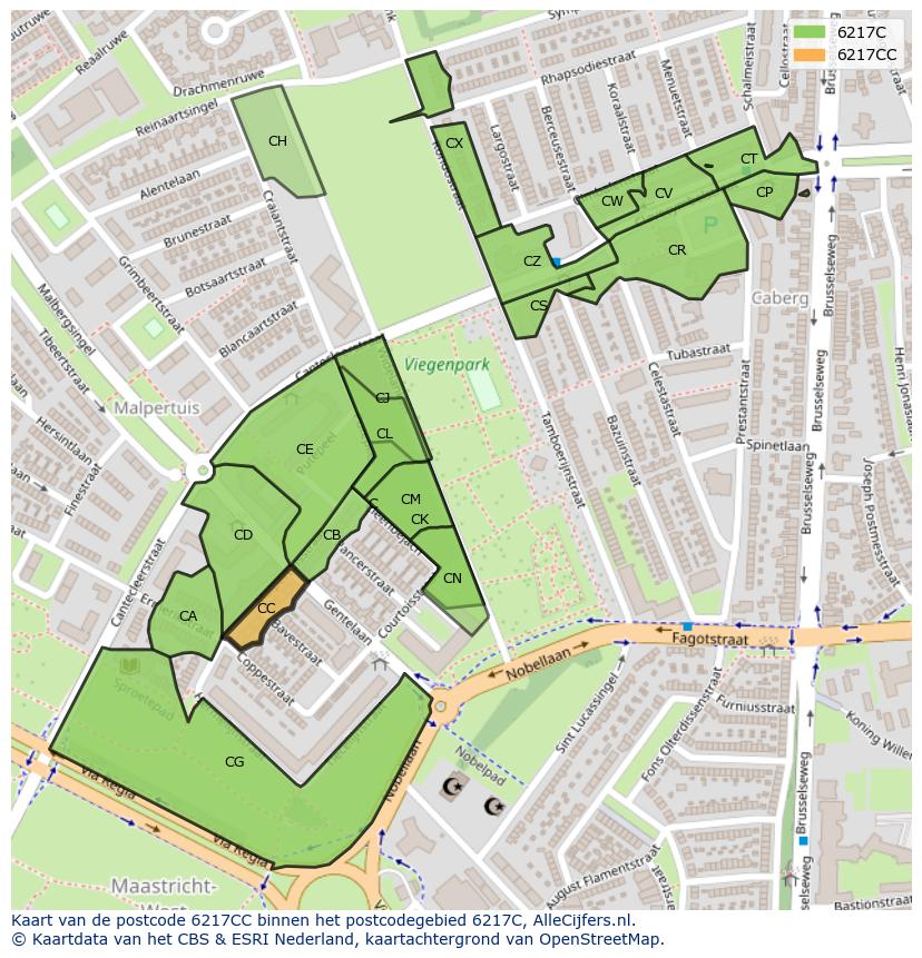 Afbeelding van het postcodegebied 6217 CC op de kaart.