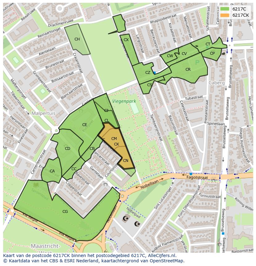 Afbeelding van het postcodegebied 6217 CK op de kaart.