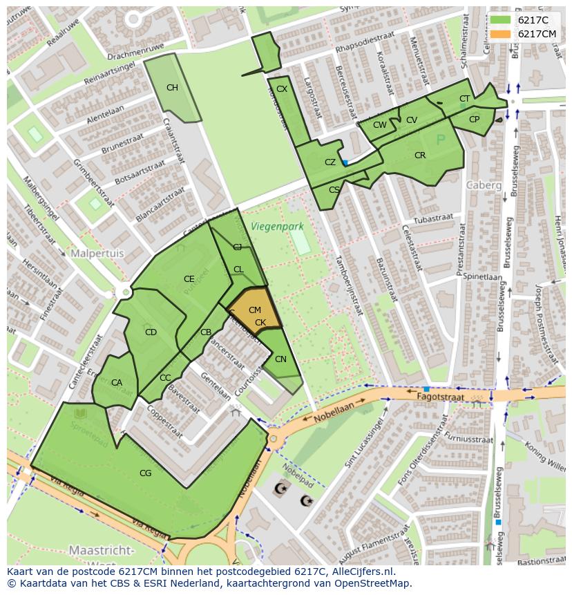 Afbeelding van het postcodegebied 6217 CM op de kaart.
