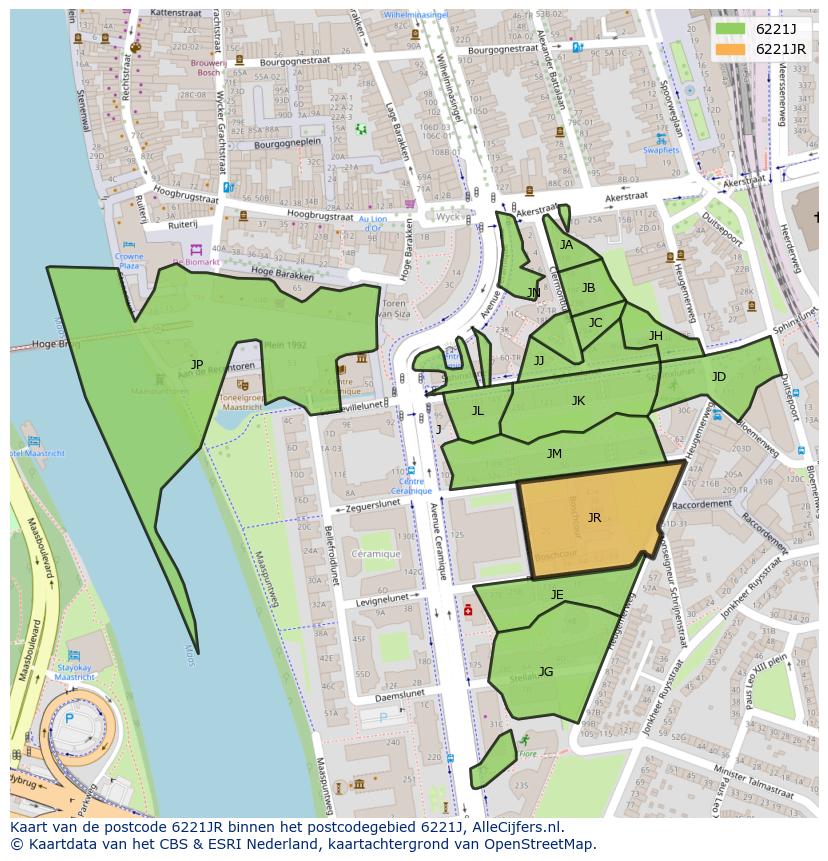 Afbeelding van het postcodegebied 6221 JR op de kaart.
