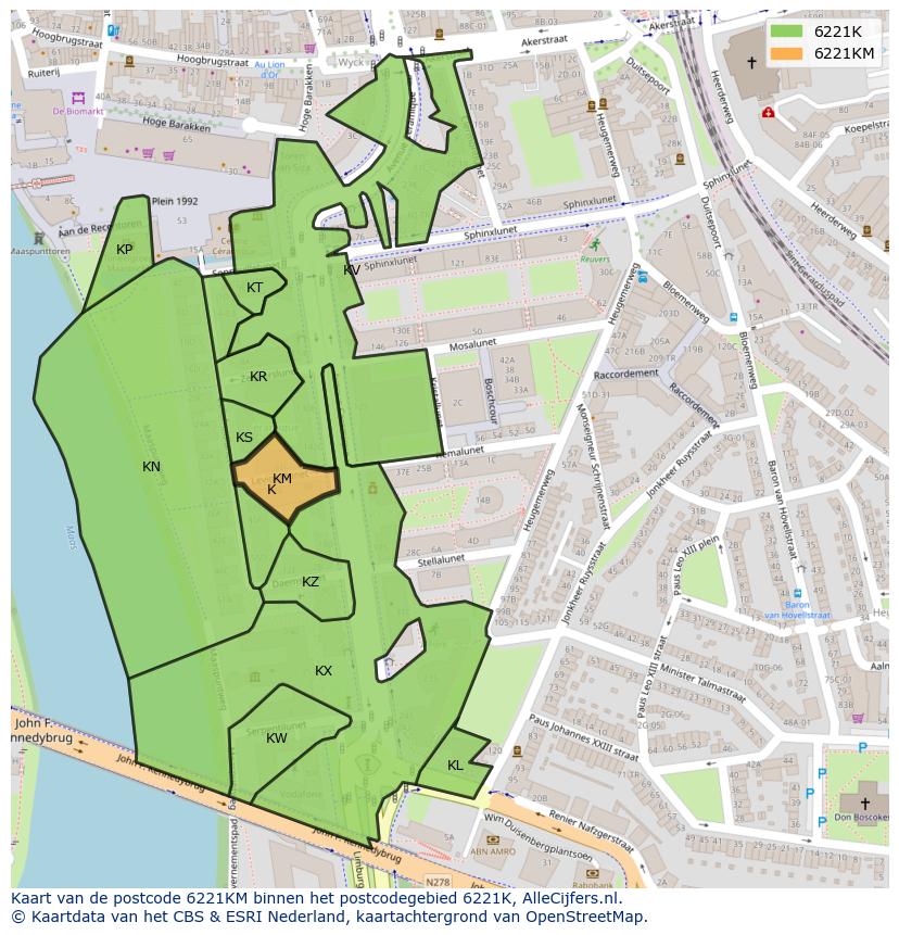 Afbeelding van het postcodegebied 6221 KM op de kaart.