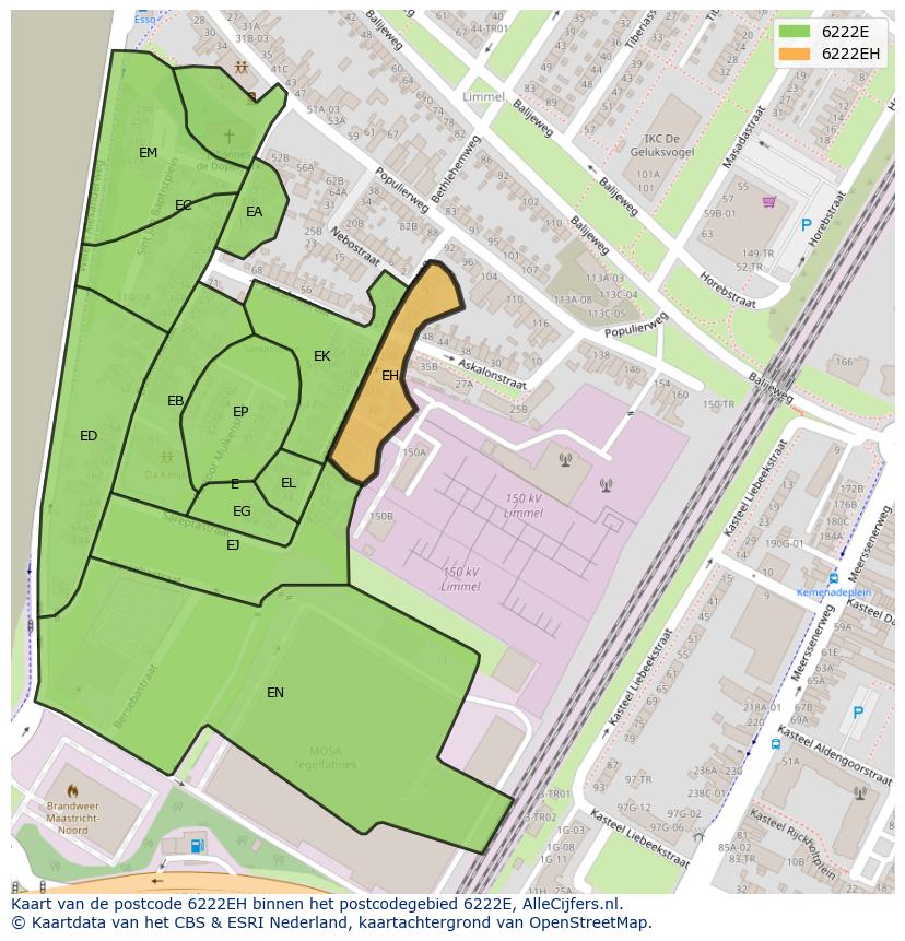 Afbeelding van het postcodegebied 6222 EH op de kaart.
