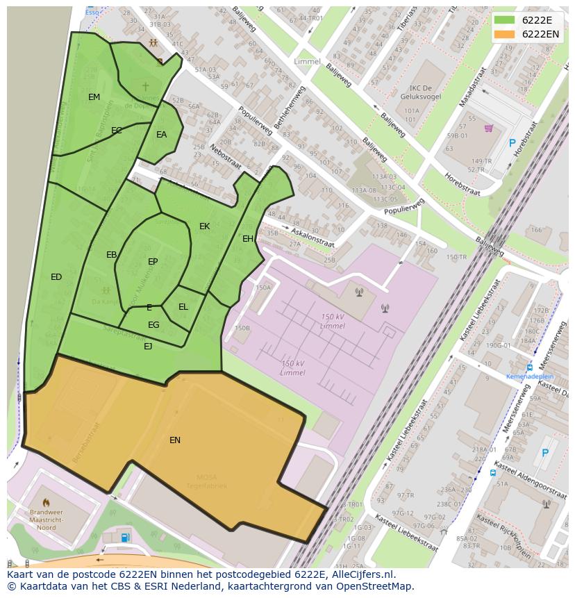 Afbeelding van het postcodegebied 6222 EN op de kaart.