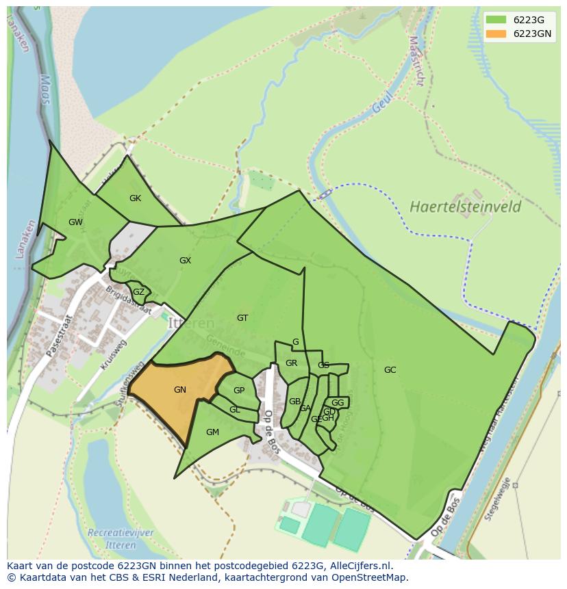 Afbeelding van het postcodegebied 6223 GN op de kaart.