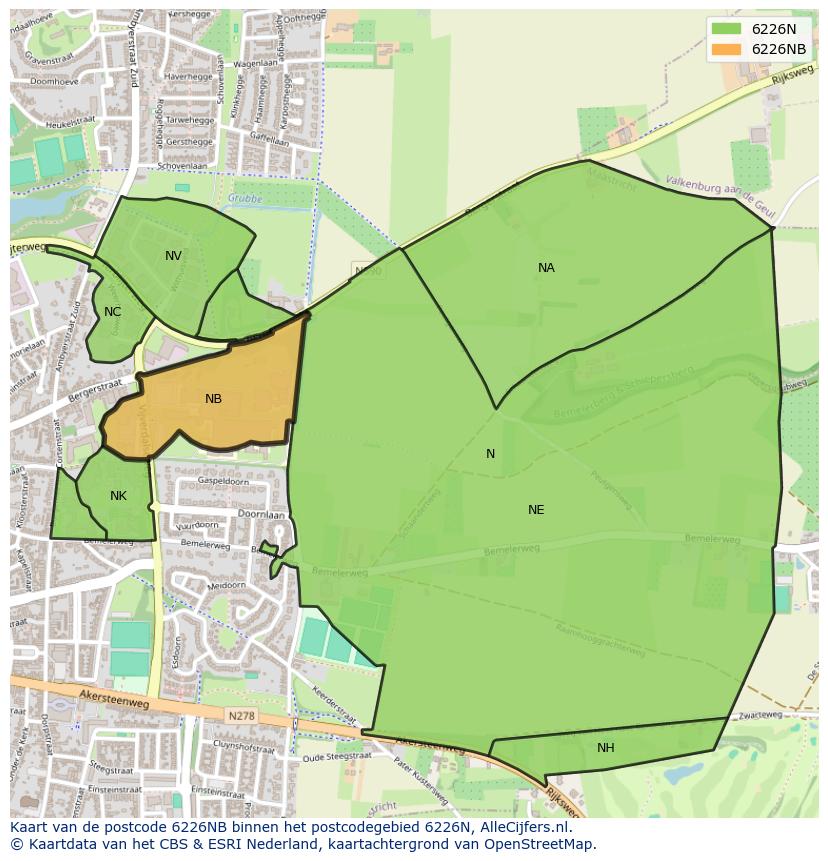Afbeelding van het postcodegebied 6226 NB op de kaart.