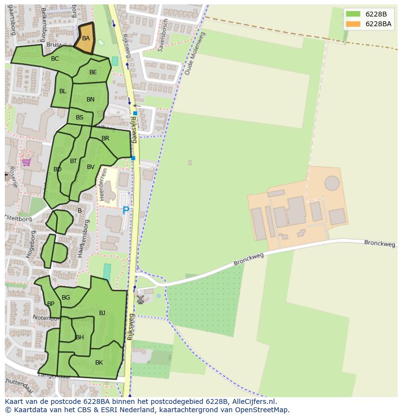 Afbeelding van het postcodegebied 6228 BA op de kaart.