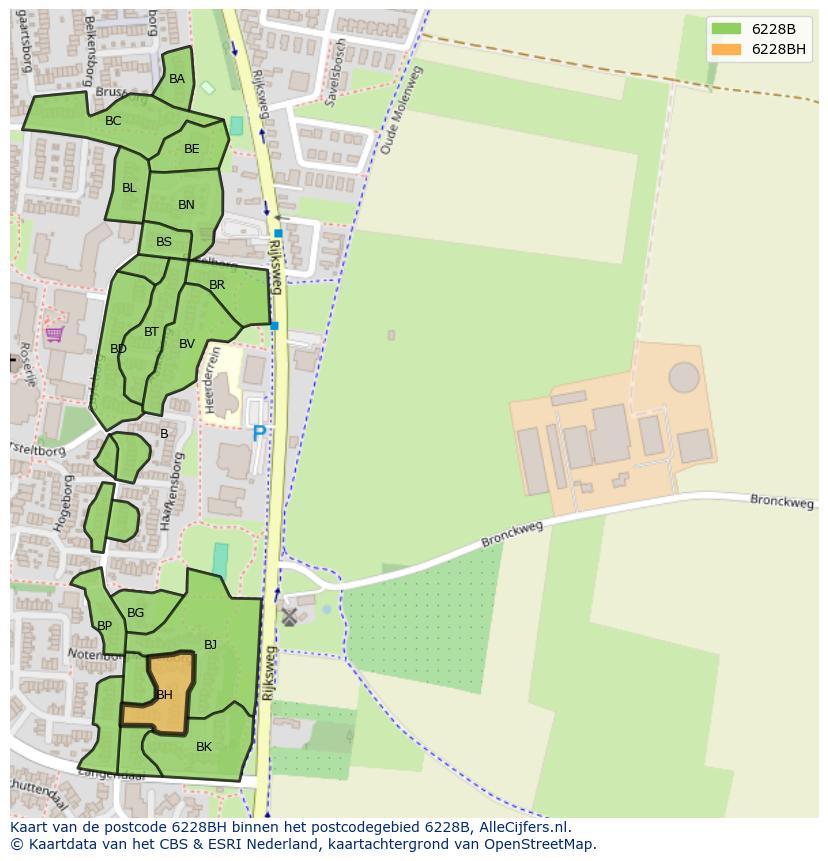 Afbeelding van het postcodegebied 6228 BH op de kaart.