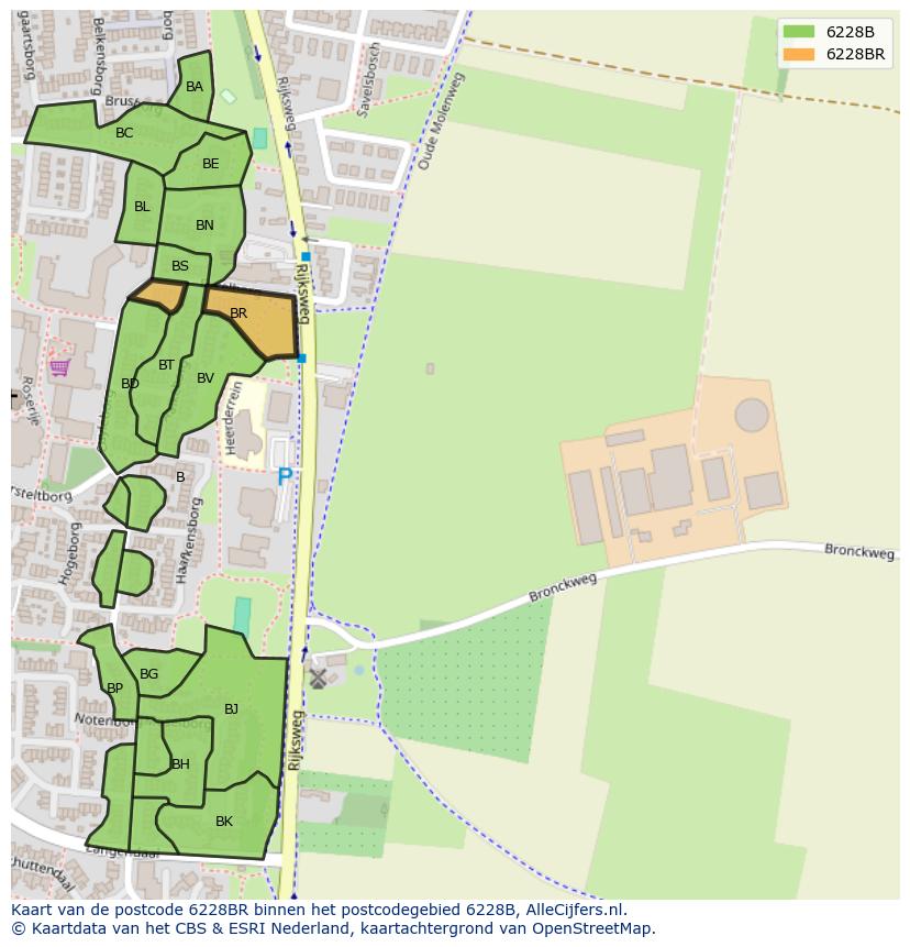Afbeelding van het postcodegebied 6228 BR op de kaart.