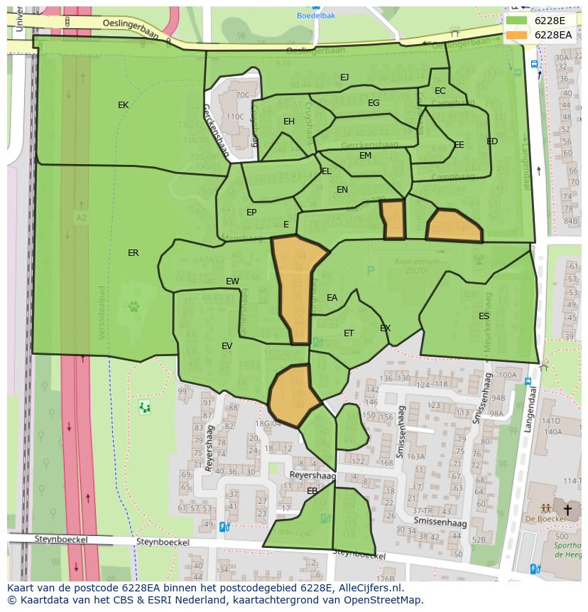 Afbeelding van het postcodegebied 6228 EA op de kaart.