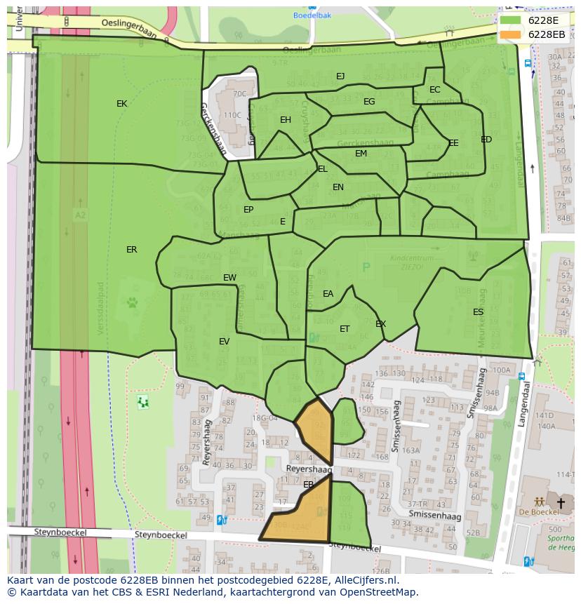 Afbeelding van het postcodegebied 6228 EB op de kaart.