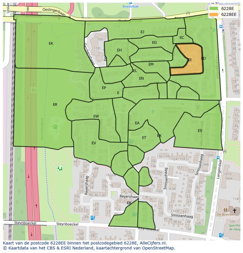 Afbeelding van het postcodegebied 6228 EE op de kaart.