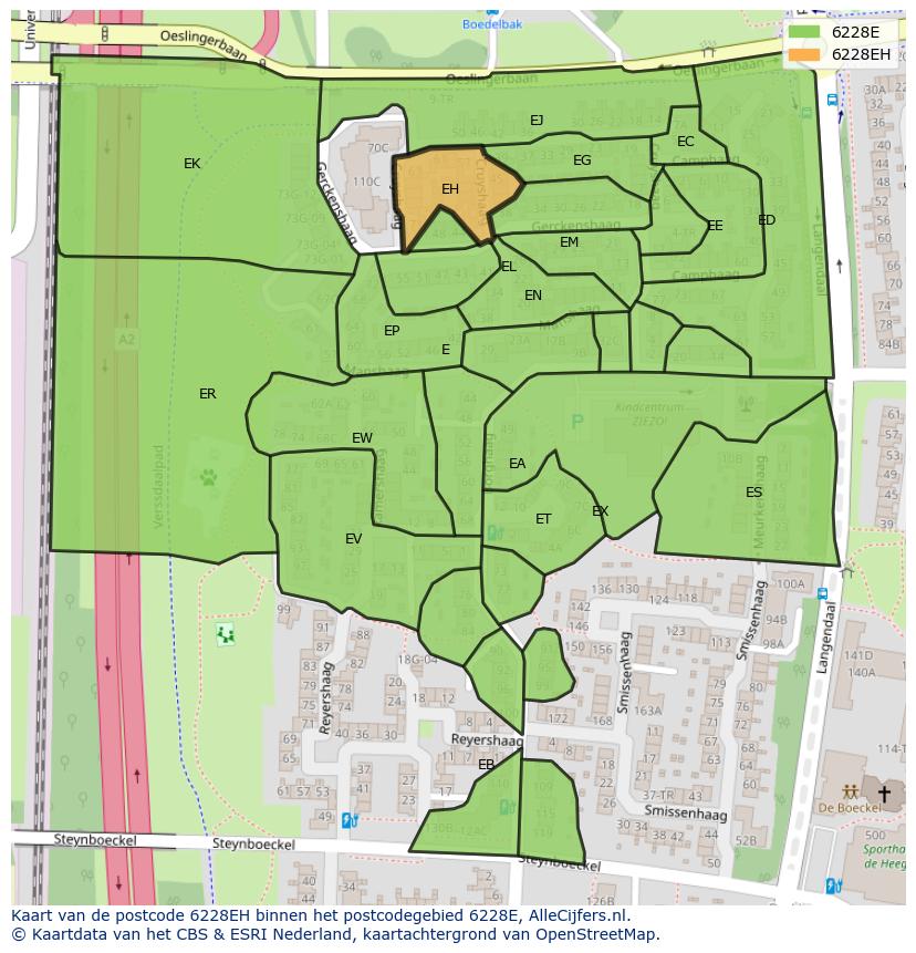 Afbeelding van het postcodegebied 6228 EH op de kaart.
