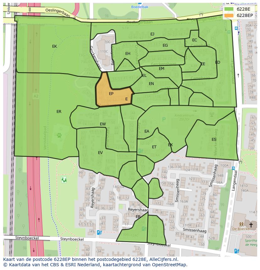 Afbeelding van het postcodegebied 6228 EP op de kaart.