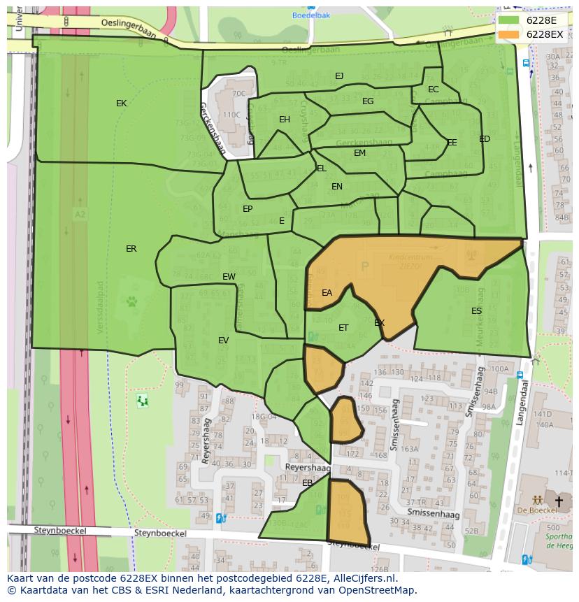 Afbeelding van het postcodegebied 6228 EX op de kaart.