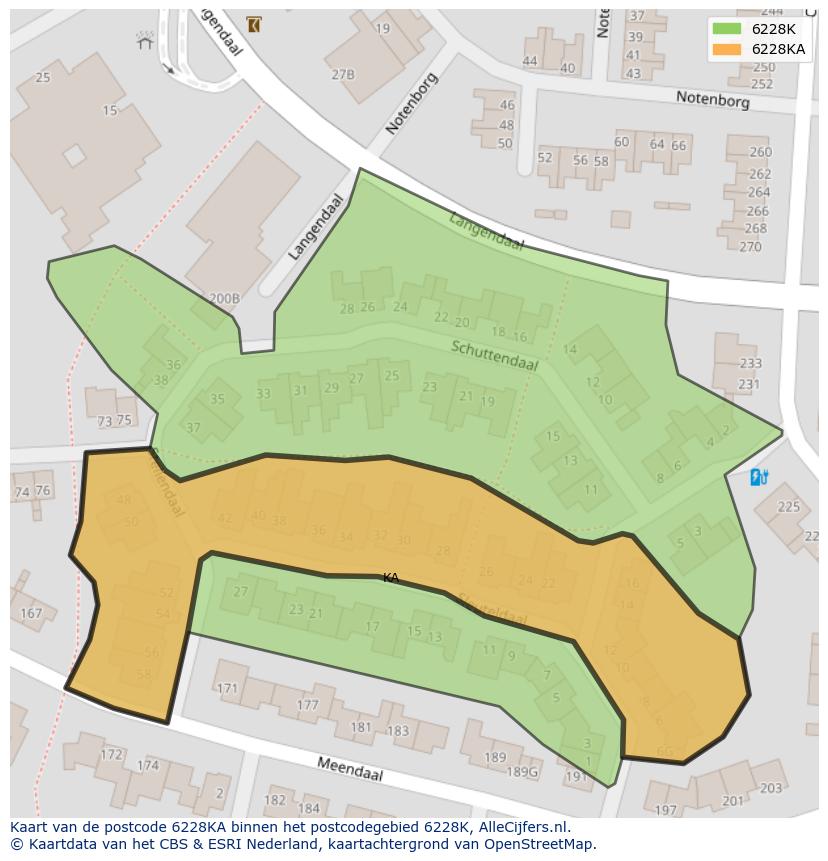 Afbeelding van het postcodegebied 6228 KA op de kaart.