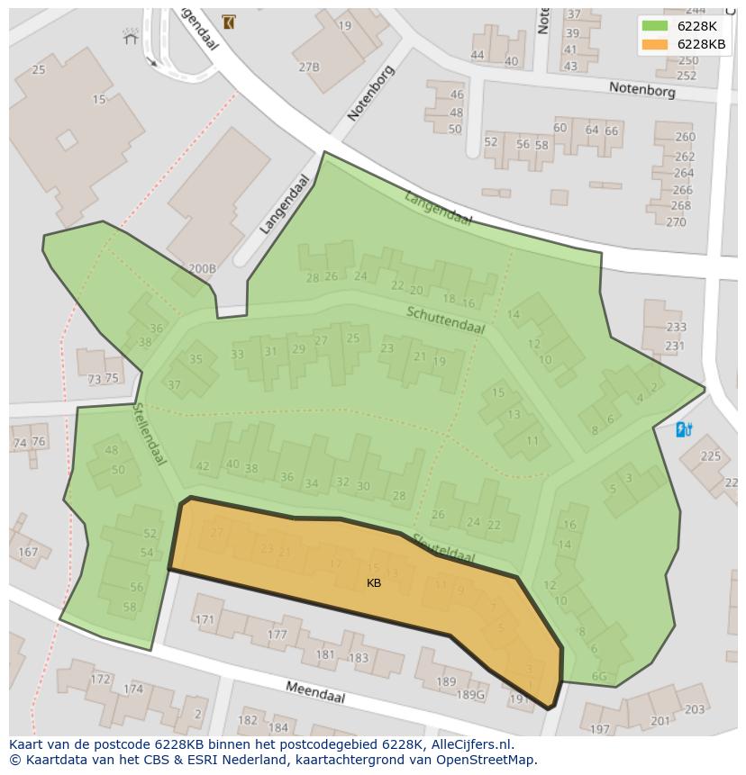 Afbeelding van het postcodegebied 6228 KB op de kaart.