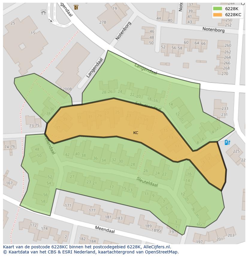 Afbeelding van het postcodegebied 6228 KC op de kaart.