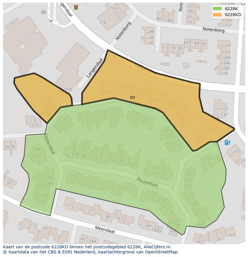 Afbeelding van het postcodegebied 6228 KD op de kaart.