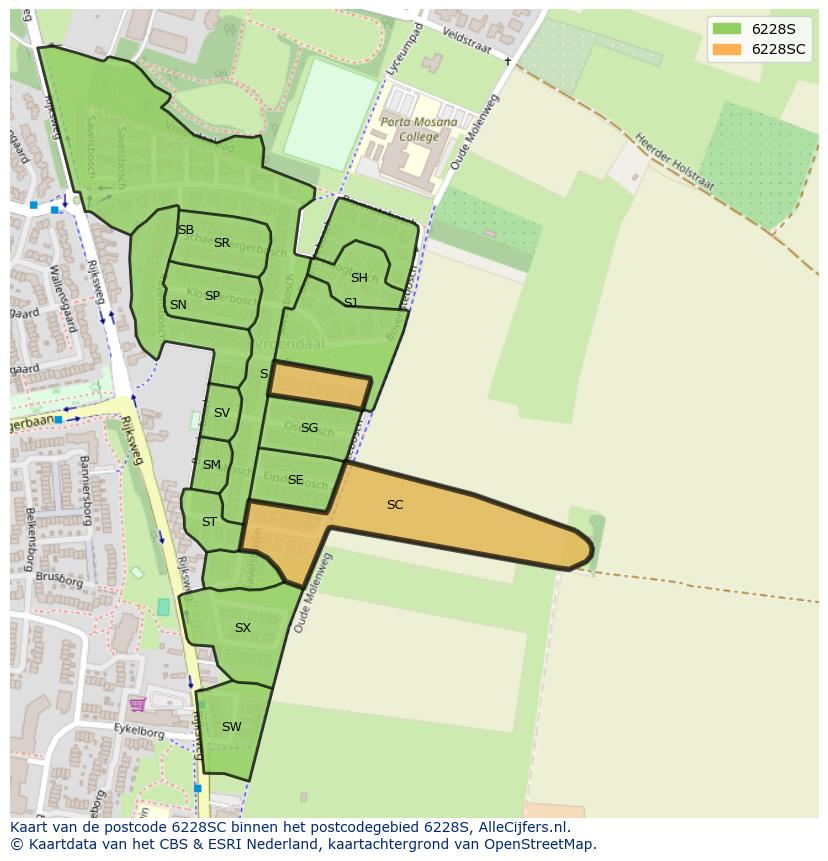 Afbeelding van het postcodegebied 6228 SC op de kaart.