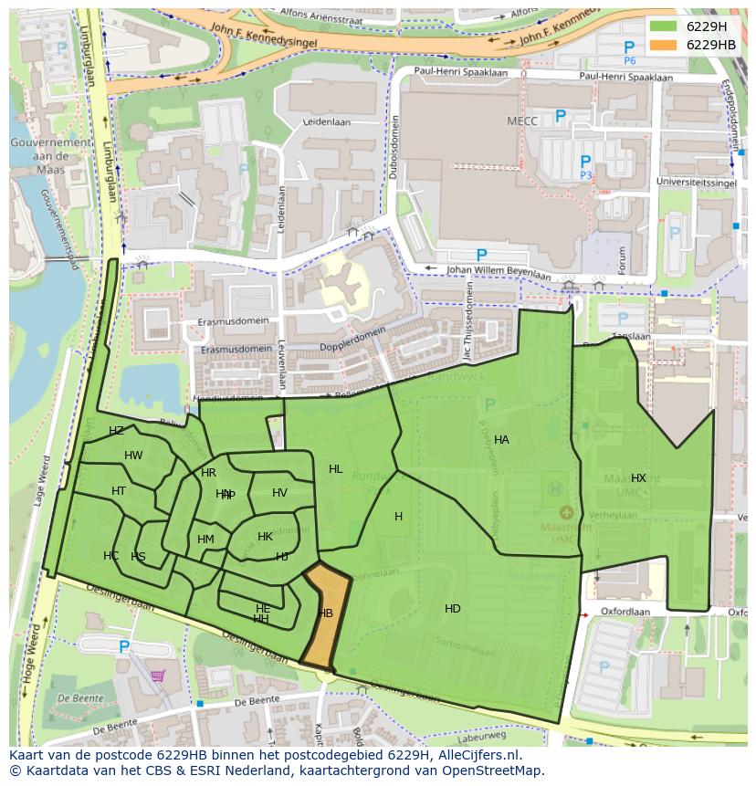 Afbeelding van het postcodegebied 6229 HB op de kaart.