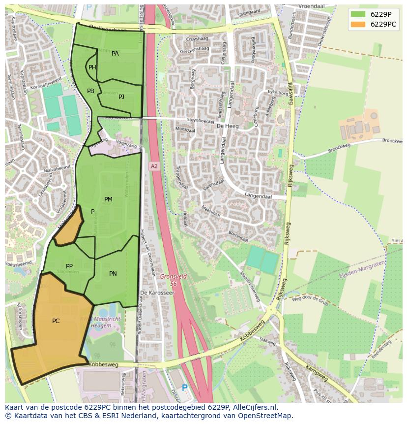 Afbeelding van het postcodegebied 6229 PC op de kaart.
