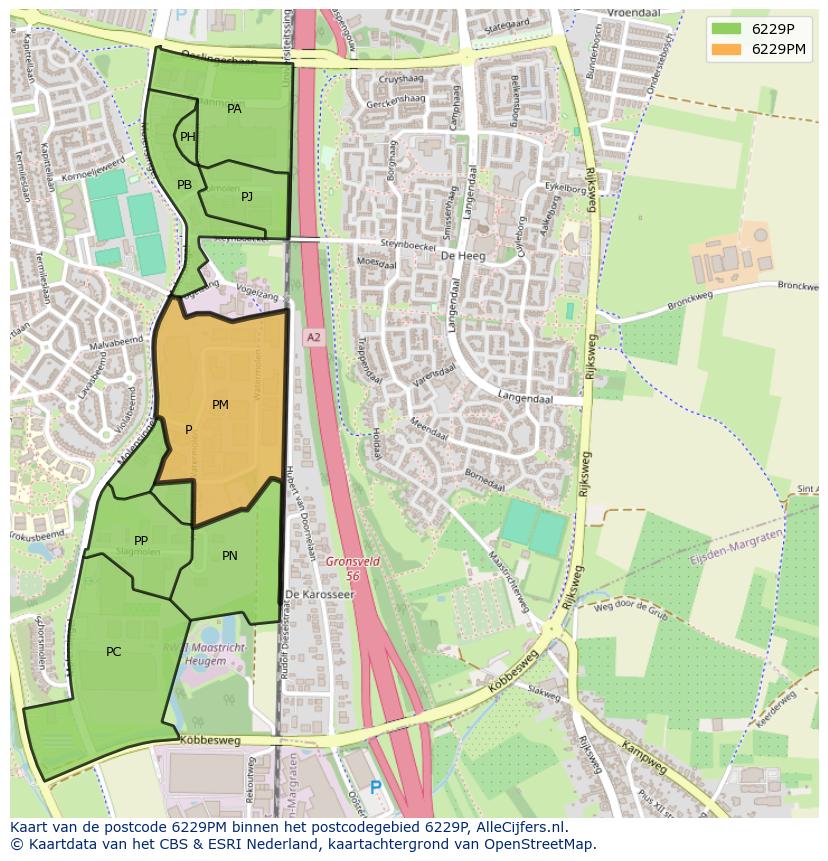 Afbeelding van het postcodegebied 6229 PM op de kaart.