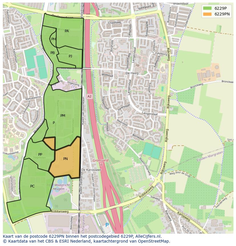 Afbeelding van het postcodegebied 6229 PN op de kaart.