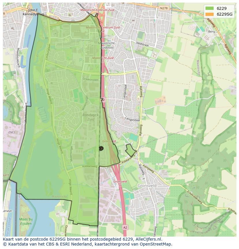 Afbeelding van het postcodegebied 6229 SG op de kaart.