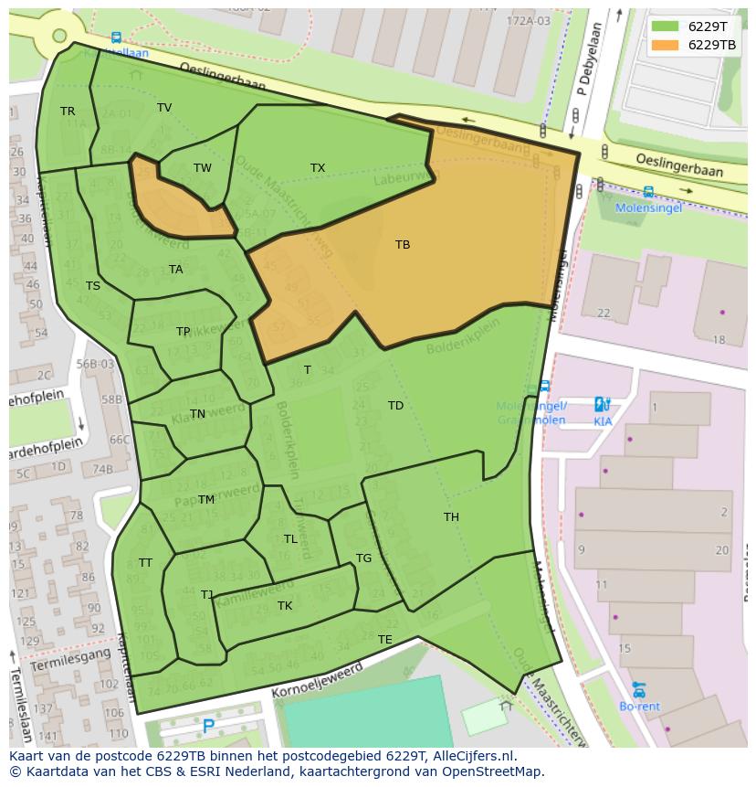 Afbeelding van het postcodegebied 6229 TB op de kaart.