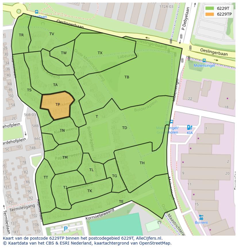 Afbeelding van het postcodegebied 6229 TP op de kaart.