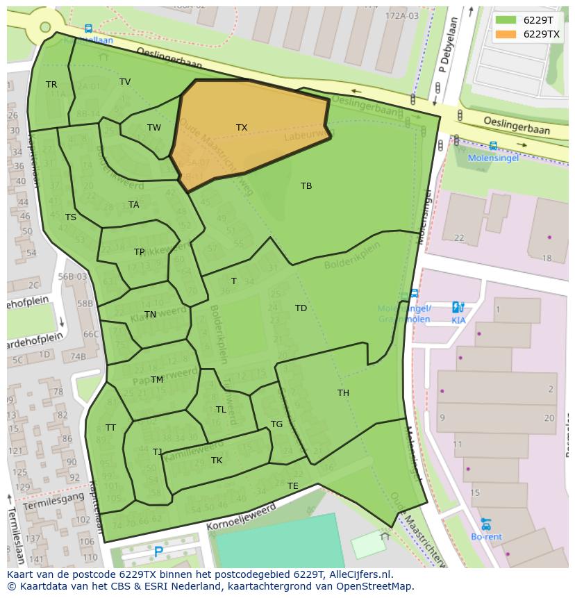 Afbeelding van het postcodegebied 6229 TX op de kaart.