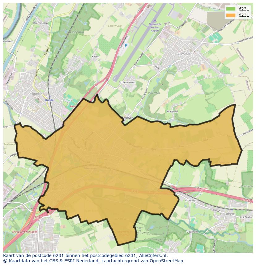 Afbeelding van het postcodegebied 6231 op de kaart.