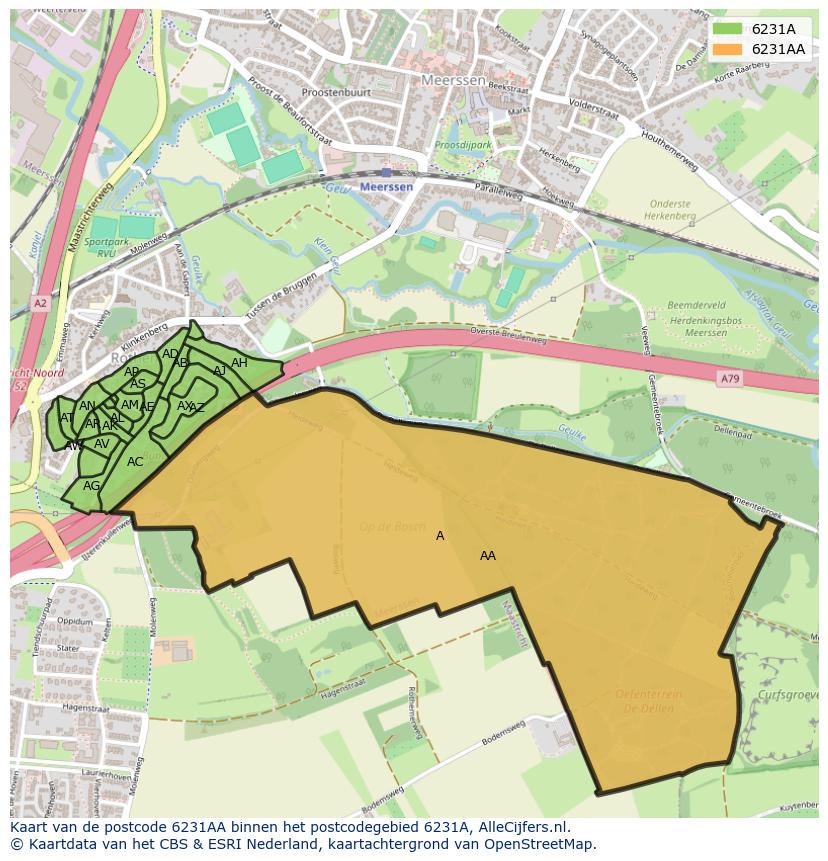 Afbeelding van het postcodegebied 6231 AA op de kaart.