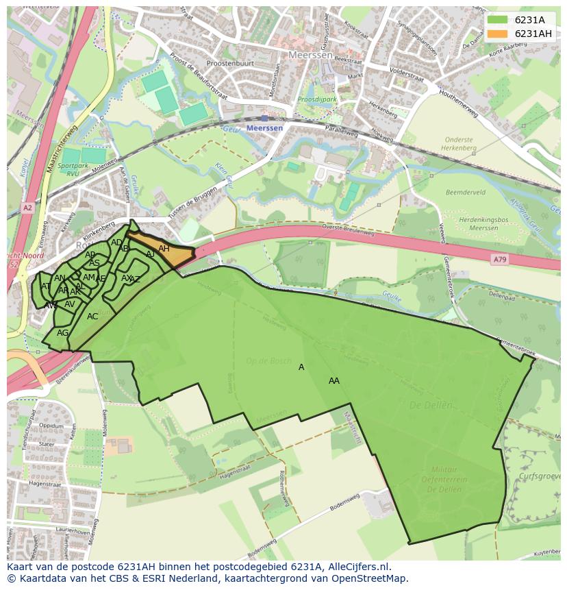 Afbeelding van het postcodegebied 6231 AH op de kaart.