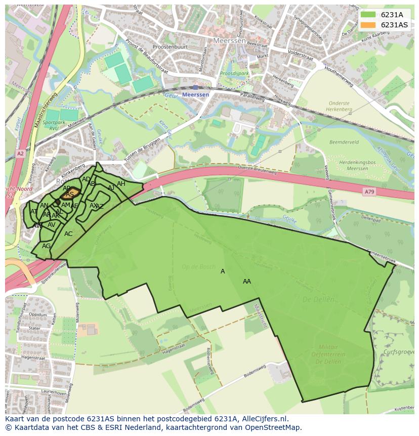 Afbeelding van het postcodegebied 6231 AS op de kaart.