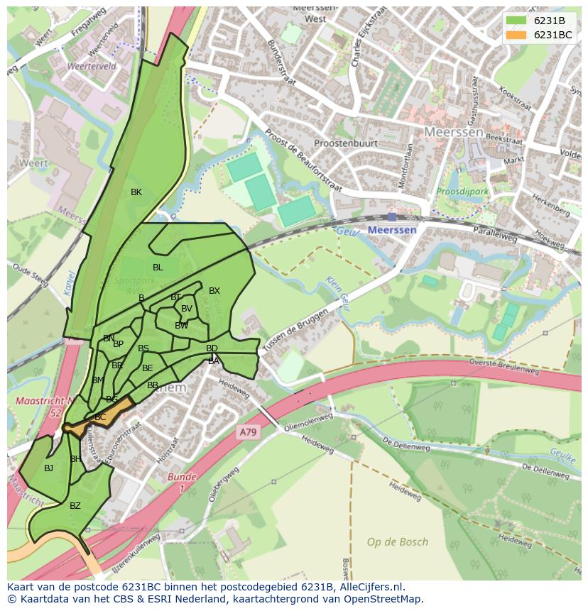 Afbeelding van het postcodegebied 6231 BC op de kaart.
