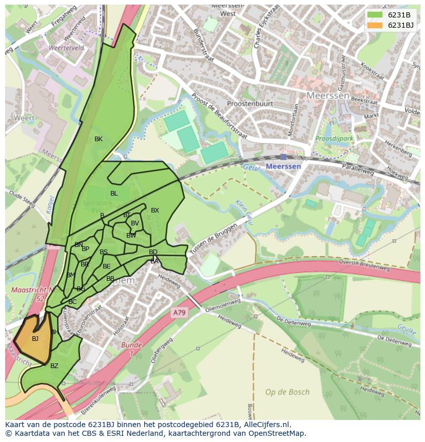 Afbeelding van het postcodegebied 6231 BJ op de kaart.