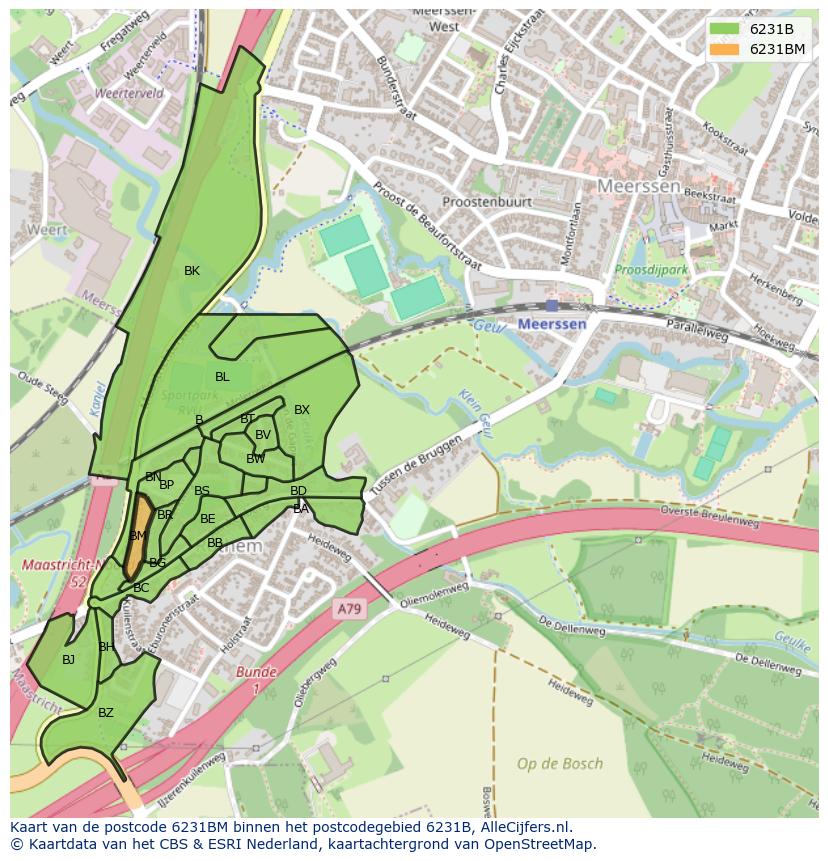 Afbeelding van het postcodegebied 6231 BM op de kaart.
