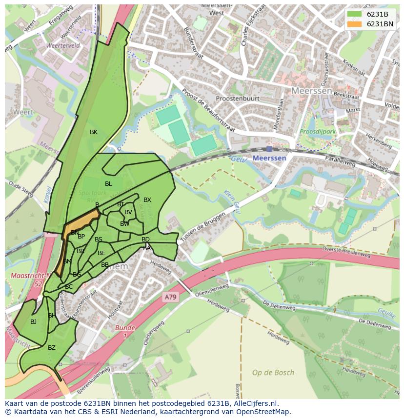Afbeelding van het postcodegebied 6231 BN op de kaart.