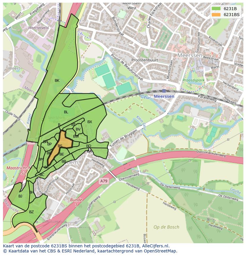 Afbeelding van het postcodegebied 6231 BS op de kaart.
