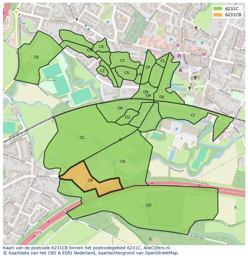 Afbeelding van het postcodegebied 6231 CB op de kaart.