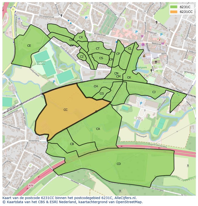 Afbeelding van het postcodegebied 6231 CC op de kaart.