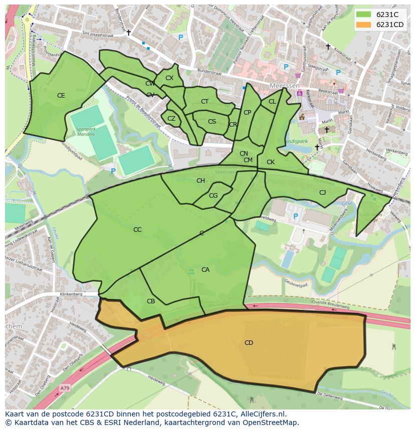 Afbeelding van het postcodegebied 6231 CD op de kaart.