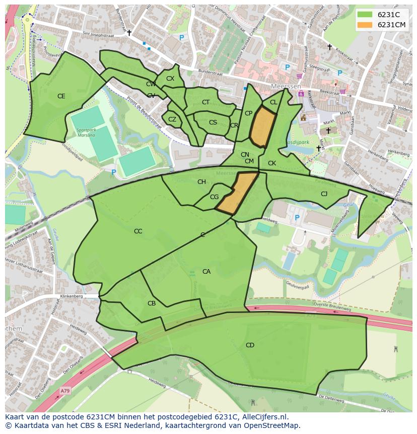 Afbeelding van het postcodegebied 6231 CM op de kaart.
