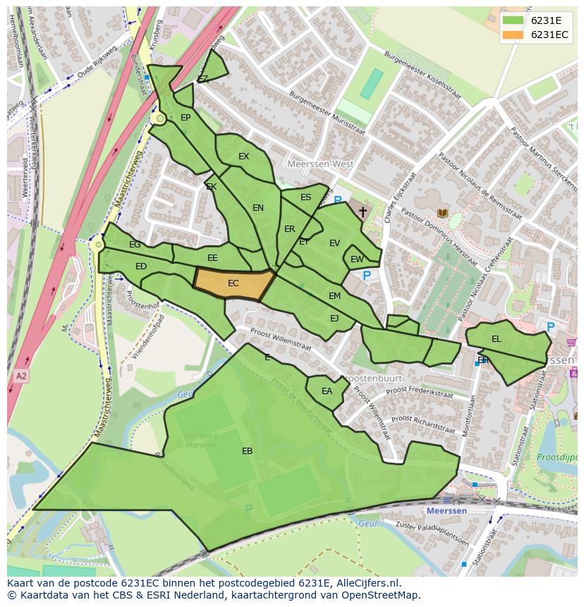 Afbeelding van het postcodegebied 6231 EC op de kaart.