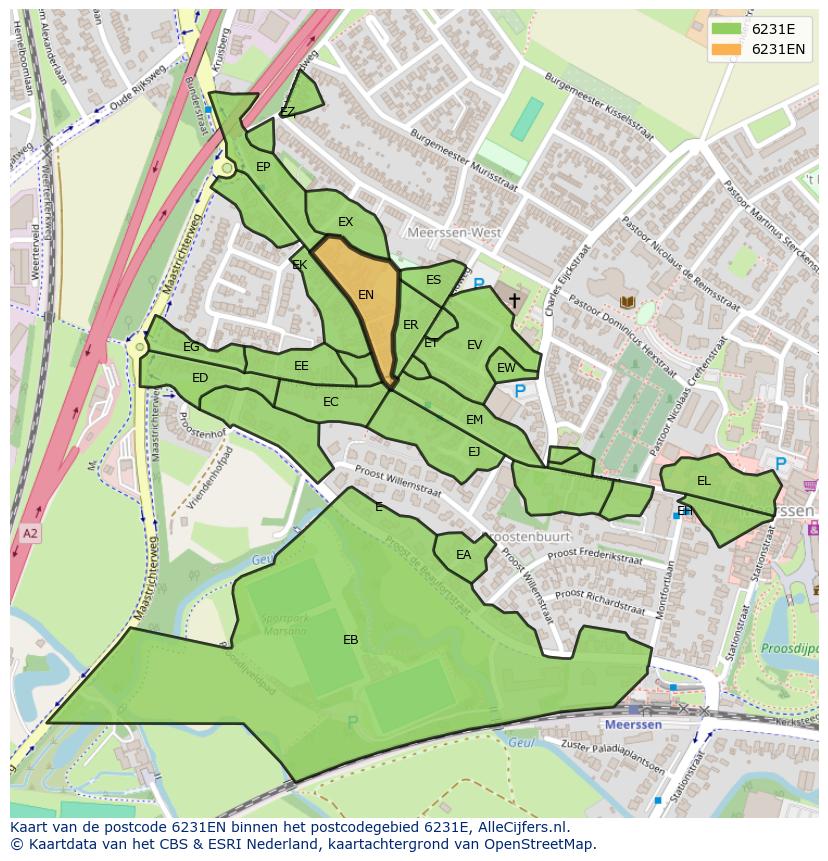 Afbeelding van het postcodegebied 6231 EN op de kaart.