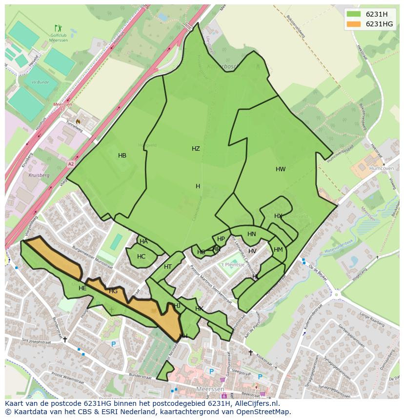 Afbeelding van het postcodegebied 6231 HG op de kaart.