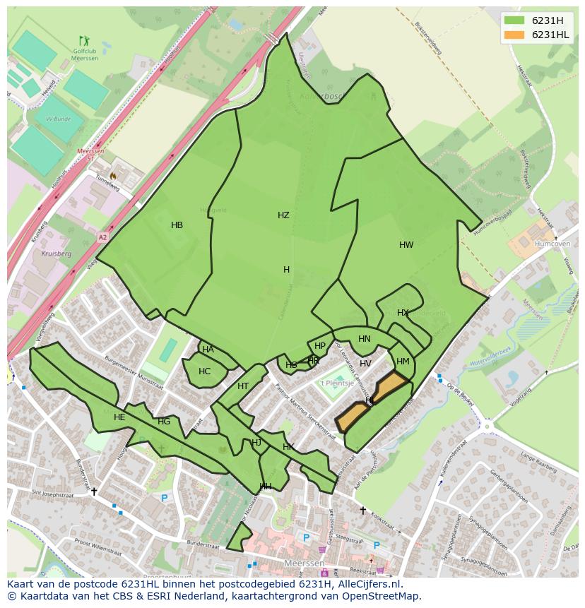 Afbeelding van het postcodegebied 6231 HL op de kaart.