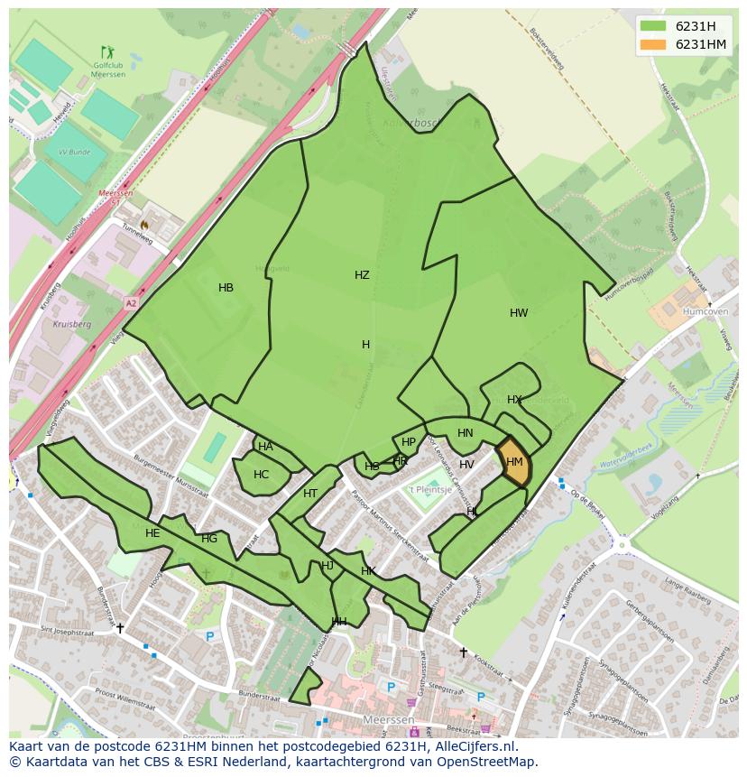 Afbeelding van het postcodegebied 6231 HM op de kaart.