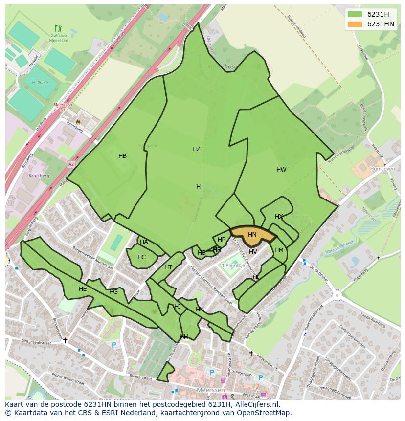 Afbeelding van het postcodegebied 6231 HN op de kaart.